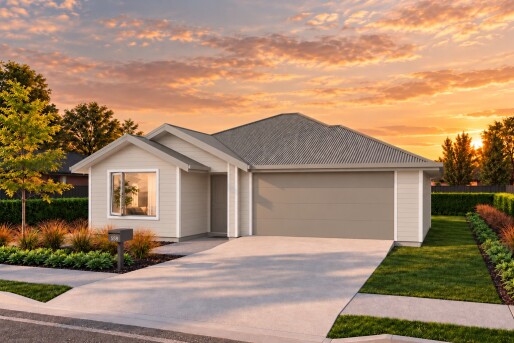 Lot 336 Earlsbrook   Render Modern Home at Sunset with White Trim