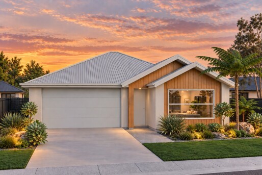 Lot 397 Arbor Green   Render Modern Sunset Home with Lush Landscaping