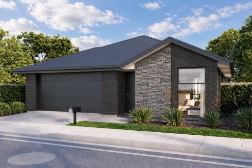 Lot 403 Arbor Green   Render Grey schist house under soft clouds