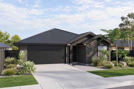 Lot 407 Arbor Green   Render Modern Charcoal Corrugated Roof Home