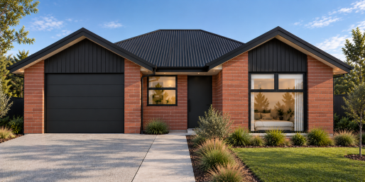 Modern Brick and Charcoal Gable Home